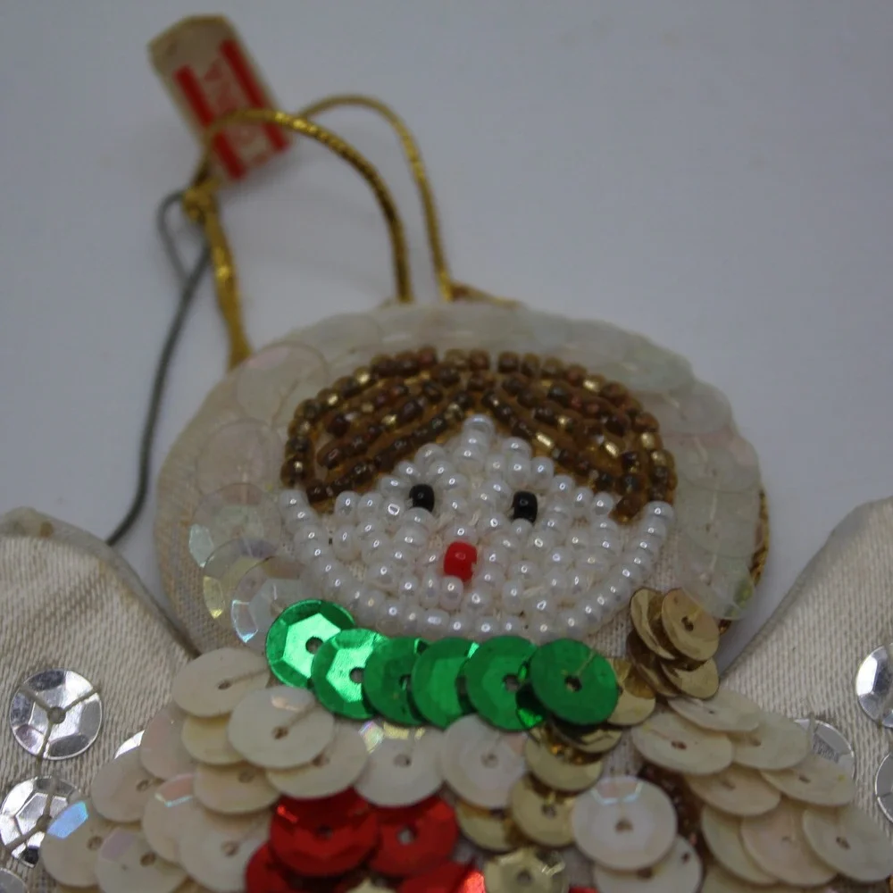 Vintage Beaded Sequin Angel Christmas‎ Ornament Holiday Decoration Made In China